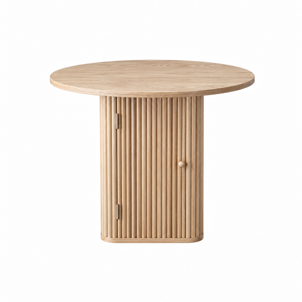Artiss Modern Round Dining Table with Hidden Storage Base 80cm Natural Wood