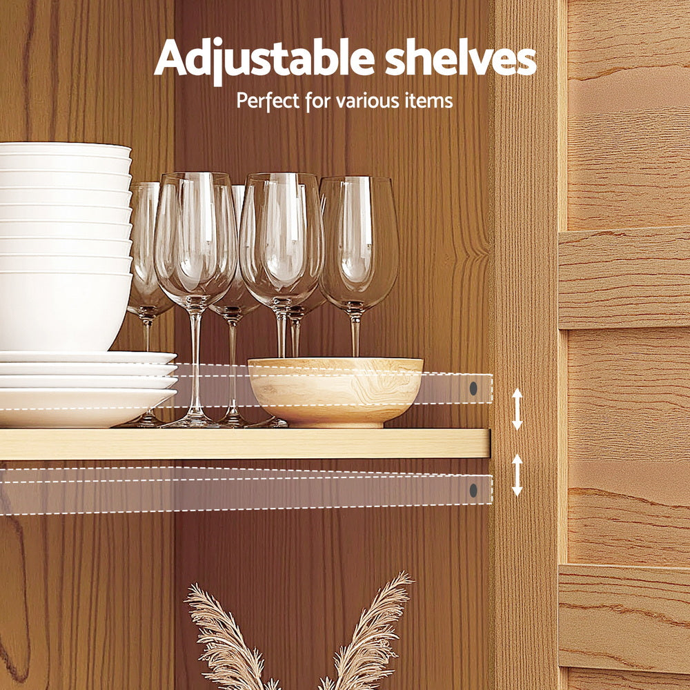 Artiss Buffet Sideboard Storage Cabinet Kitchen Cupboard Faux Drawer 150CM Pine