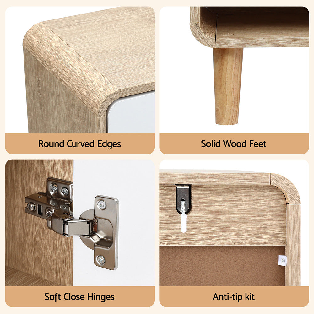 Artiss Shoe Rack Cabinet 25 Pairs Storage Cupboard Pine&White