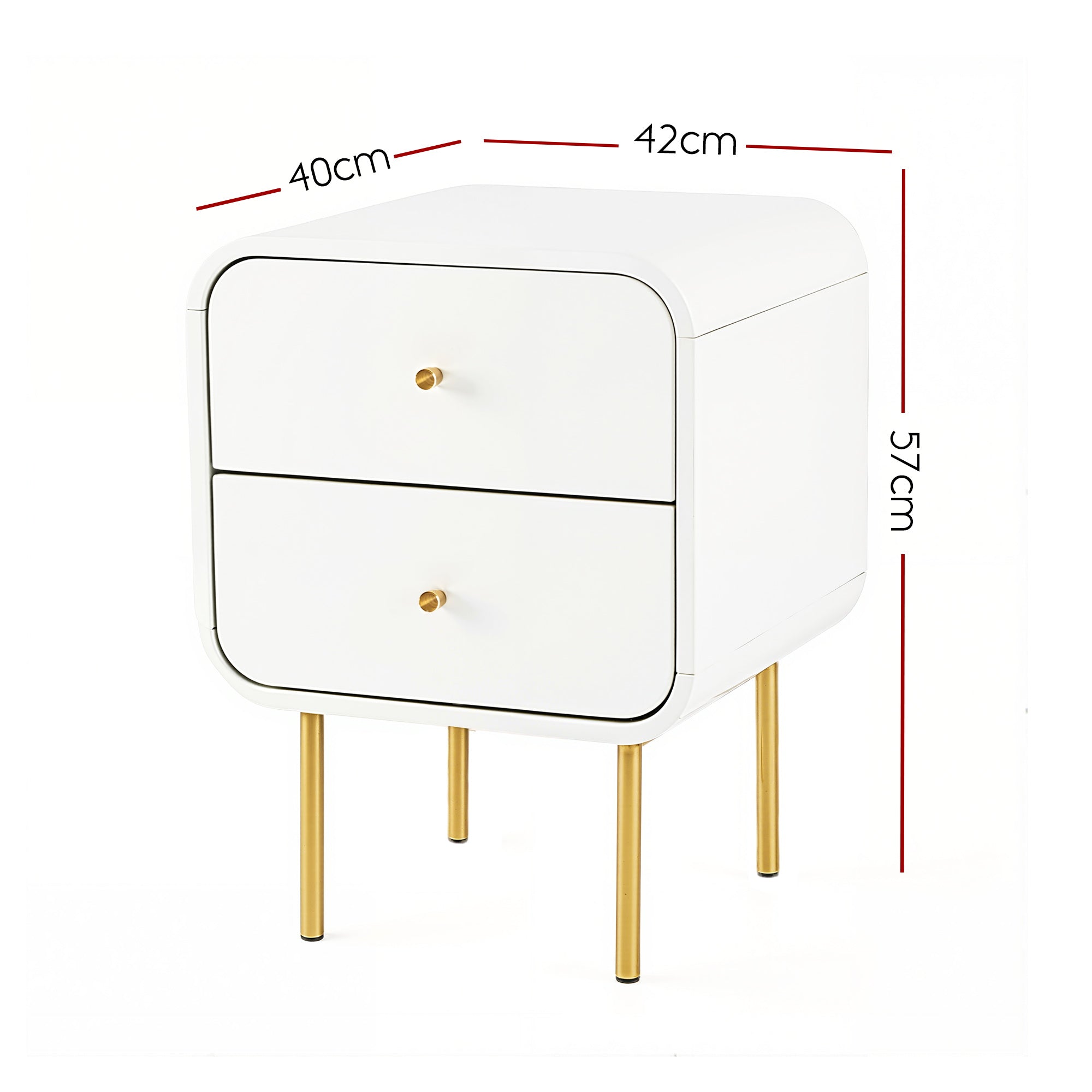 Artiss Bedside Table 2 Drawers Side End Table Nightstand White