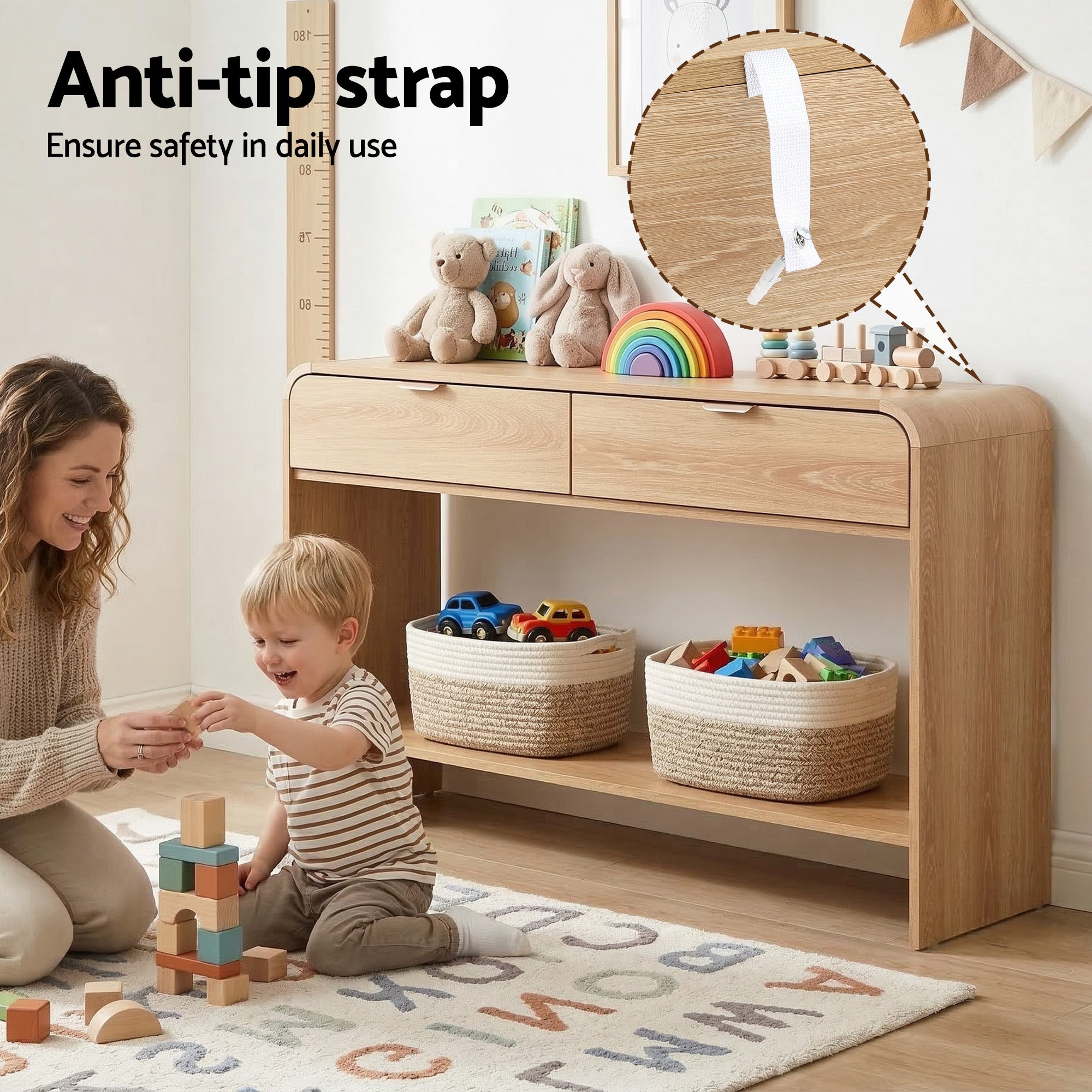 Artiss Console Table Hallway Entryway Storage Drawer Shelf Curved Edge 120CM Pine