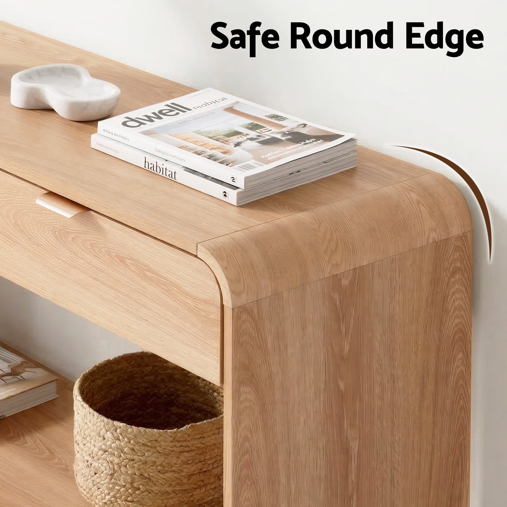 Artiss Console Table Hallway Entryway Storage Drawer Shelf Curved Edge 120CM Pine