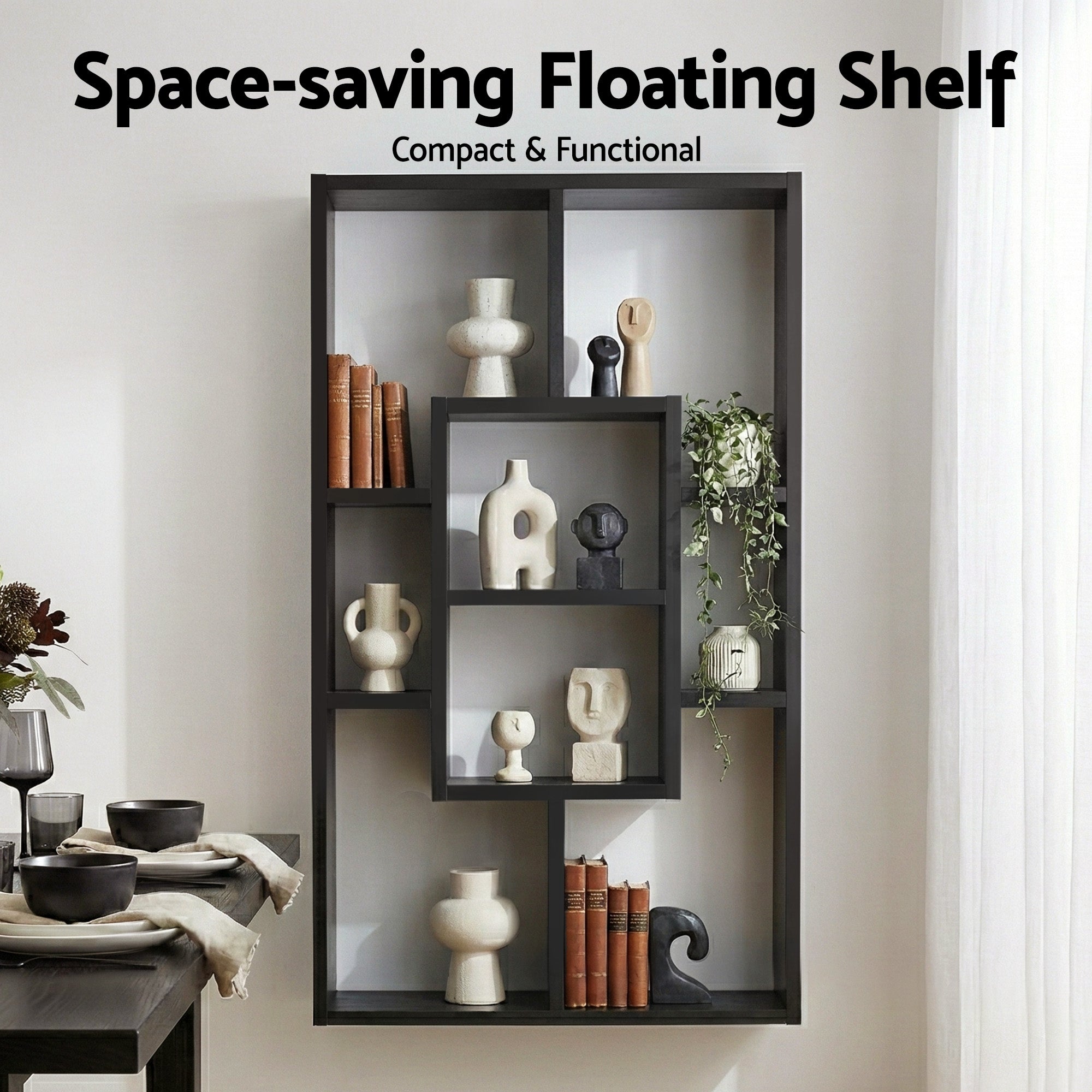 Artiss Floating Wall Shelves Bookshelf Black