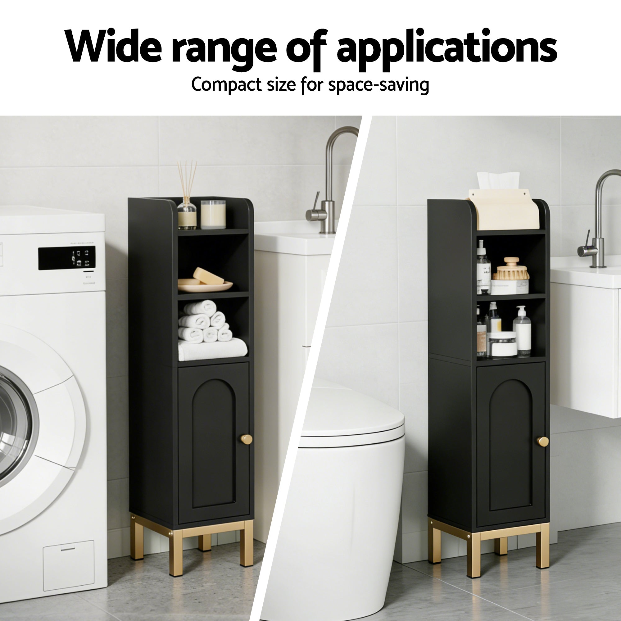 Artiss Bathroom Storage Cabinet Floor Organizer Toilet Corner Adjustable Black