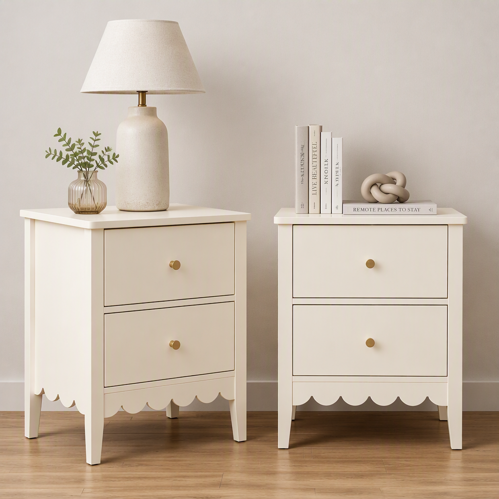 Artiss 2x Bedside Table 2 Drawers Bedroom Storage Nightstand Beige