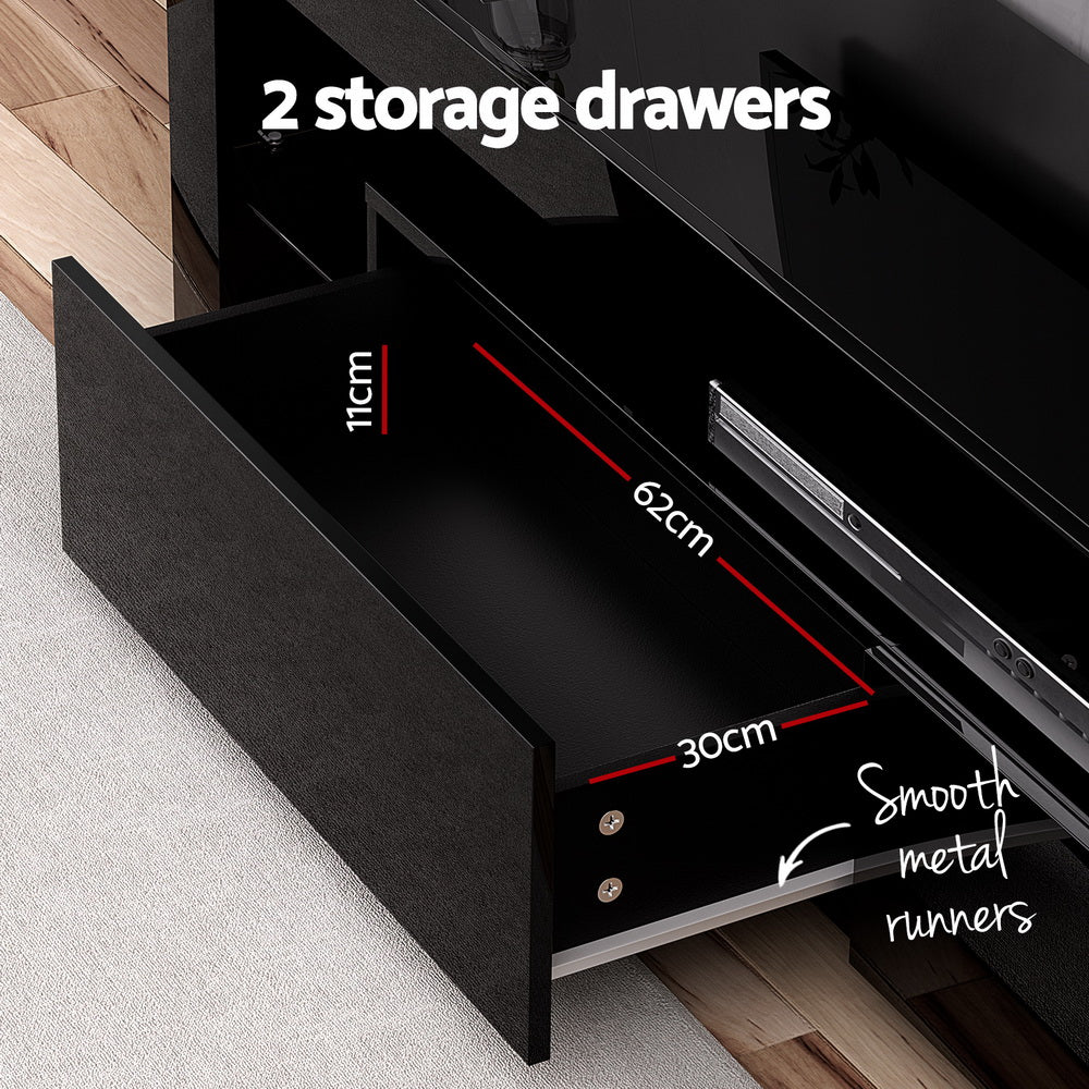 Artiss TV Cabinet Entertainment Unit Stand RGB LED Gloss Furniture 200cm Black