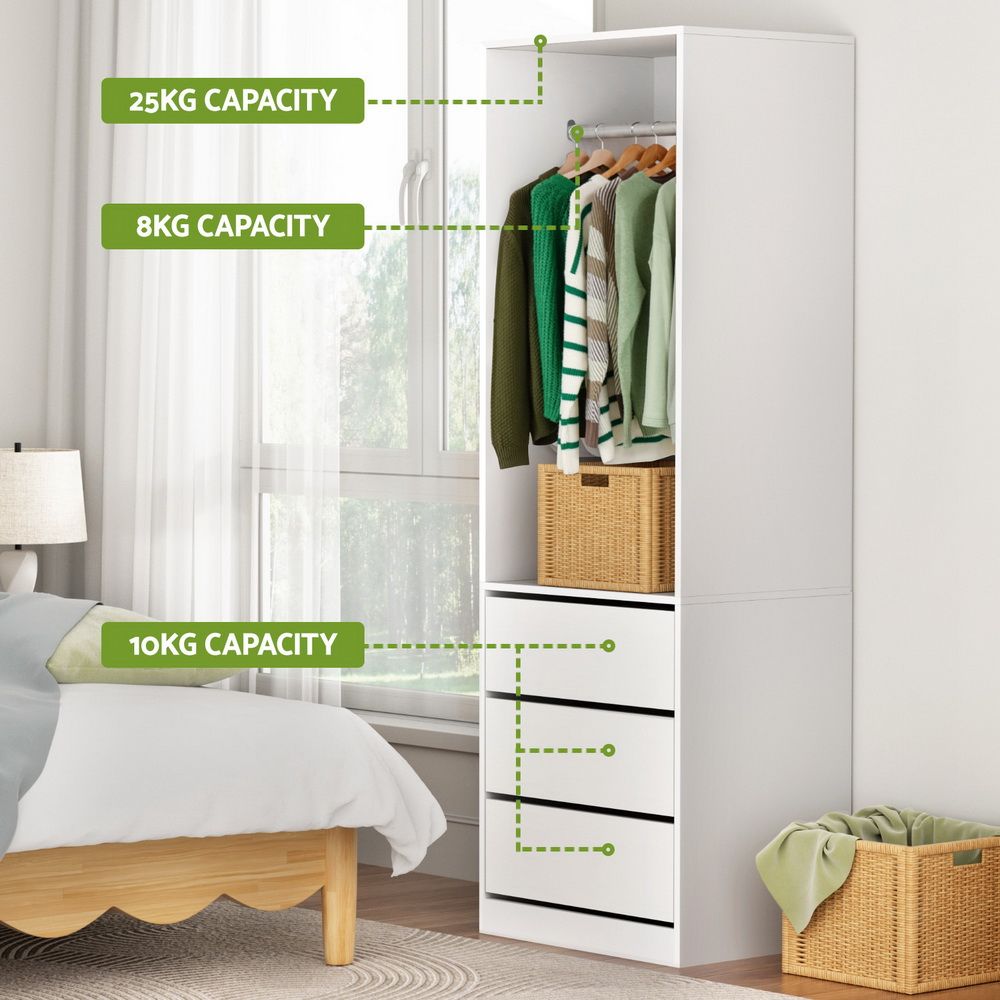 Artiss 2X Wardrobe Clothes Closet Storage Organiser Armoire White