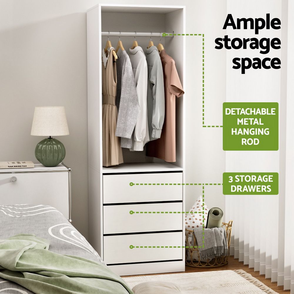 Artiss 2X Wardrobe Clothes Closet Storage Organiser Armoire White