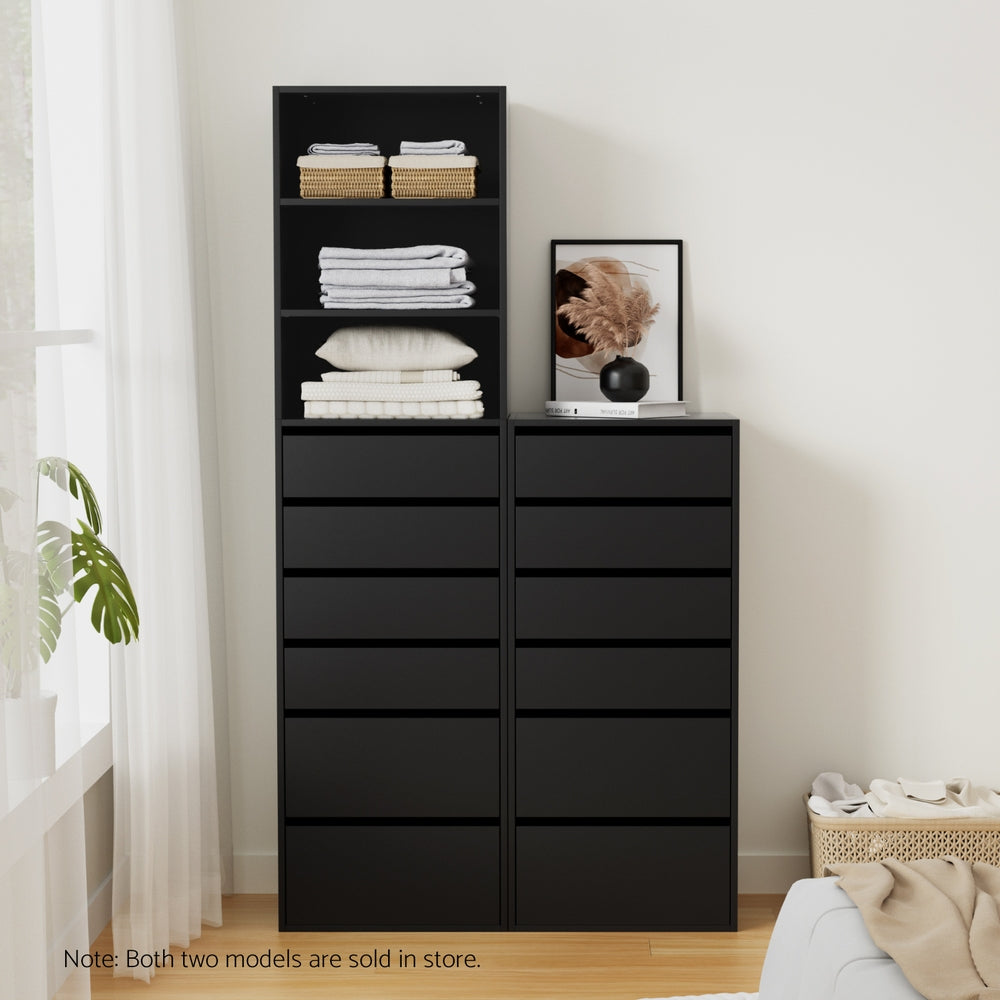 Artiss 6 Chest of Drawers Tallboy Cabinet Black