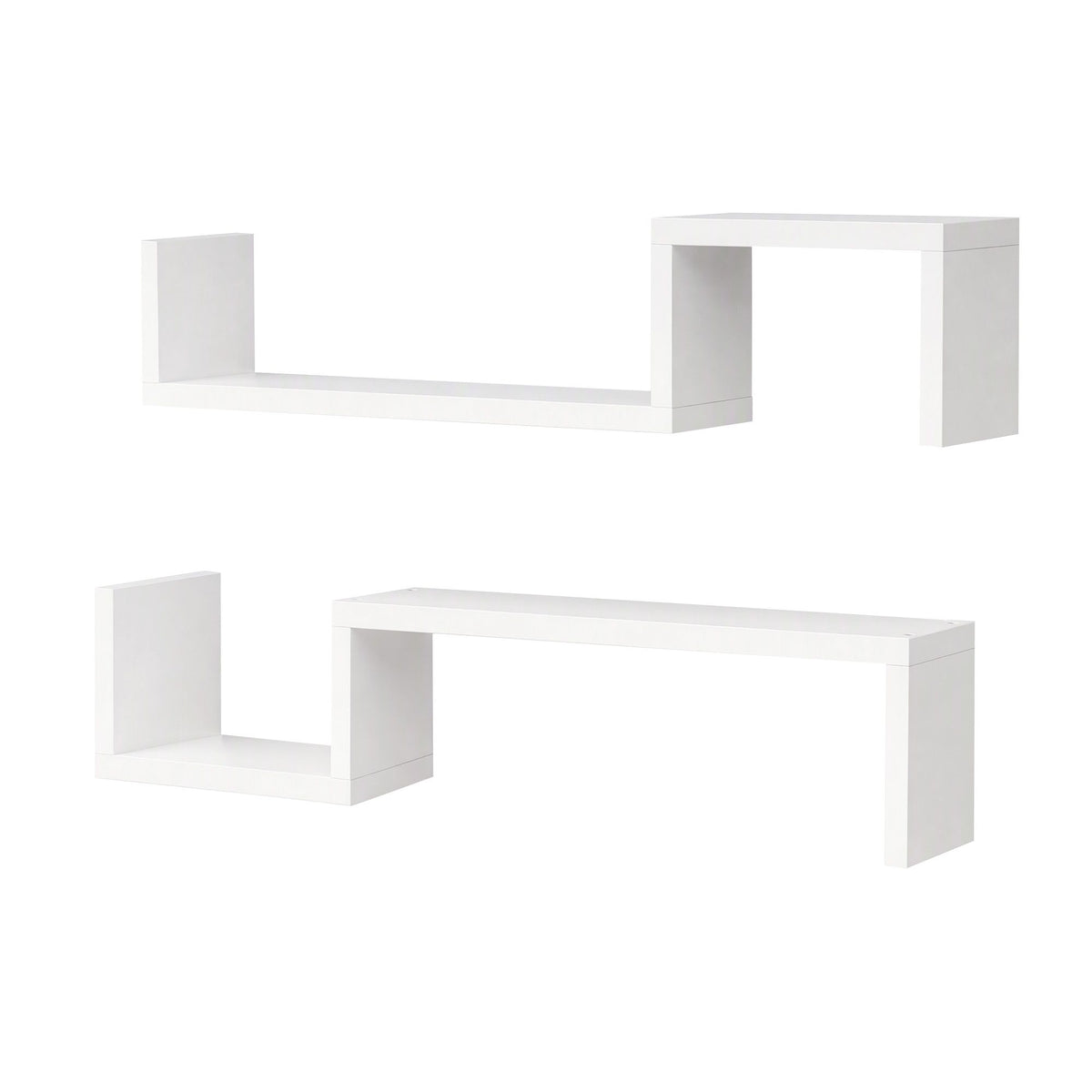 Artiss Set of 2 Floating Shelves Wall Mounted S-Shape Display Ledge, White