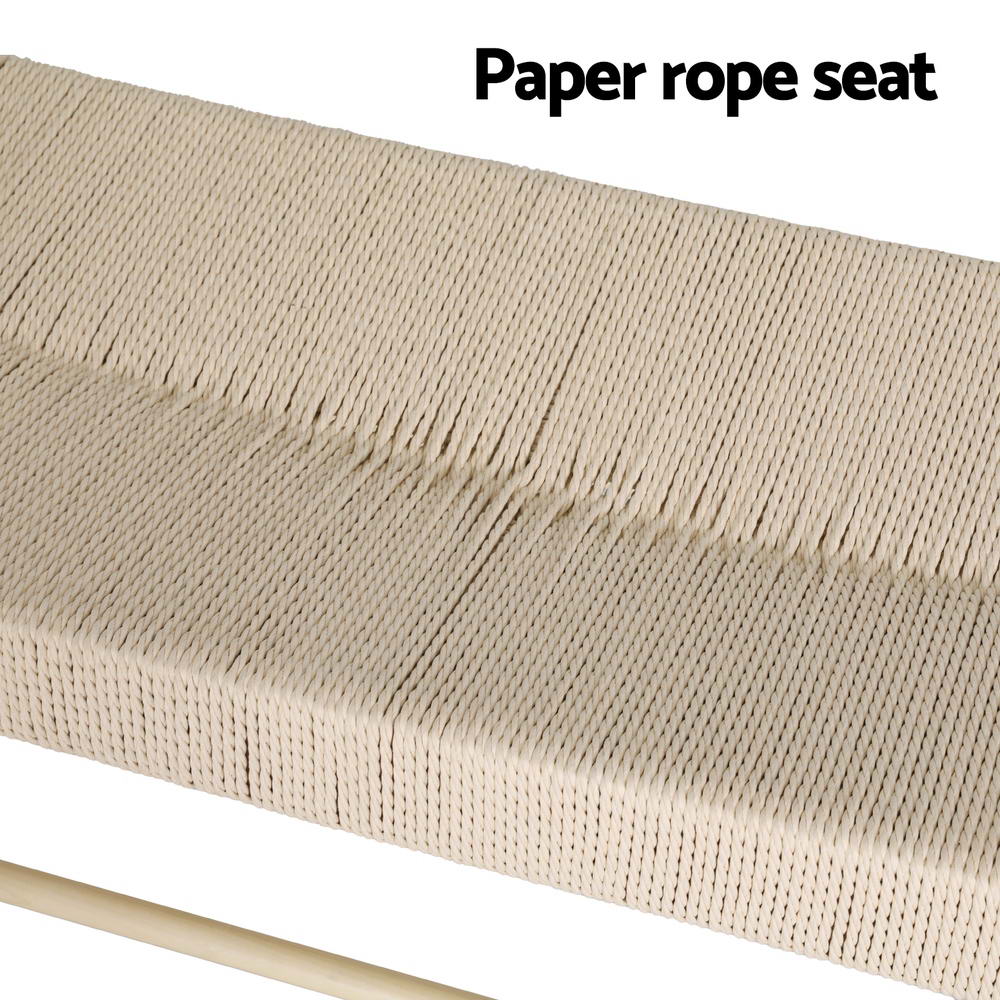 Artiss Dining Bench Paper Rope Seat Stool Chair Wooden Furniture Natural 100cm