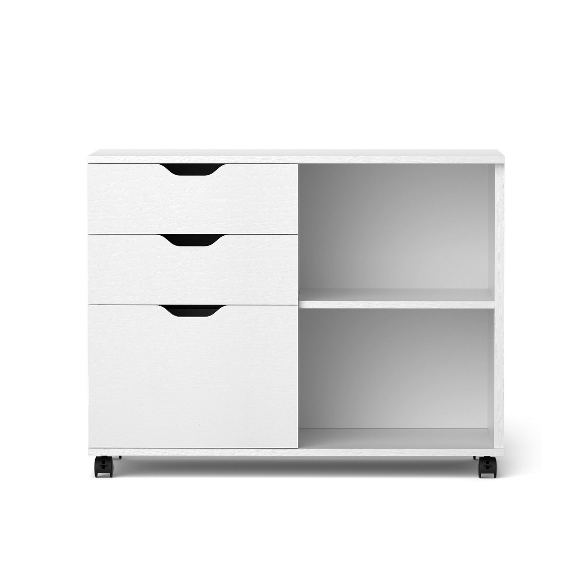 Artiss 3 Drawer Mobile Filing Cabinet Printer Stand Cabinet Home Office Storage White
