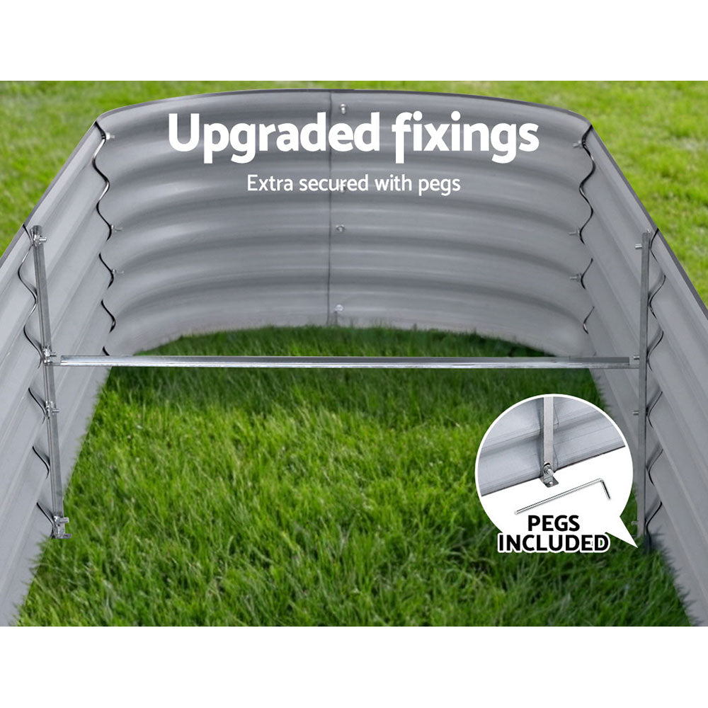 Greenfingers Garden Bed 240X80X42cm Oval Planter Box Raised Container Galvanised