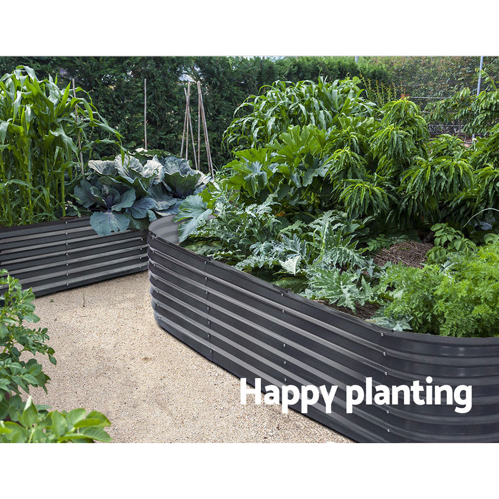Greenfingers Garden Bed 240X80X42cm Oval Planter Box Raised Container Galvanised