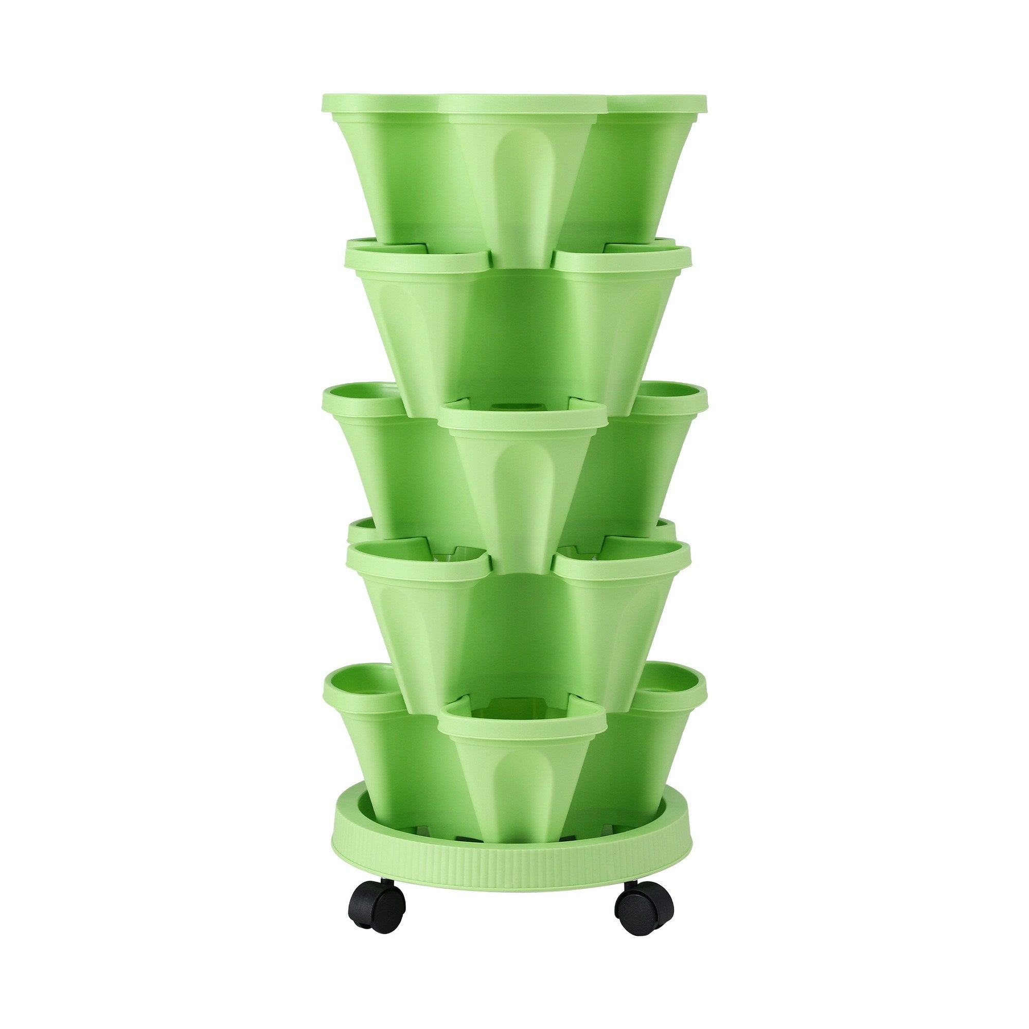 Green Fingers Garden Bed 5 Tier Vertical Garden Grey Strawberry Stackable Planters Herbs Light Green