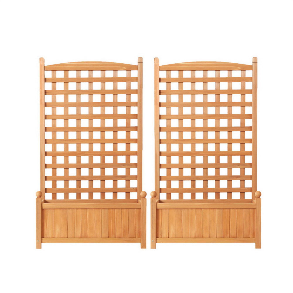 Green Fingers 2X Garden Bed Wooden 64x35x115cm Planter Raised Box Container Trellis