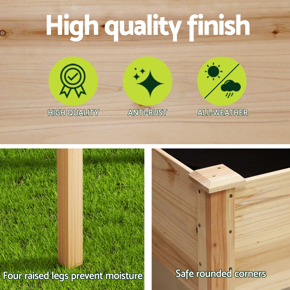 Greenfingers Garden Bed Elevated 120x60x80cm Wooden Planter Box Raised Container