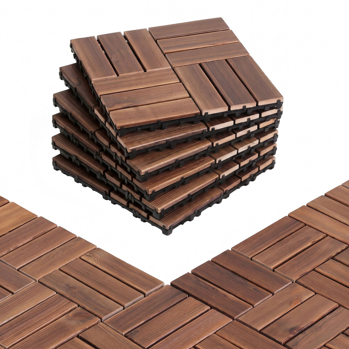 Gardeon 27PCS Wood Deck Tiles 30x30cm Interlocking Floor Tiles Pine Brown