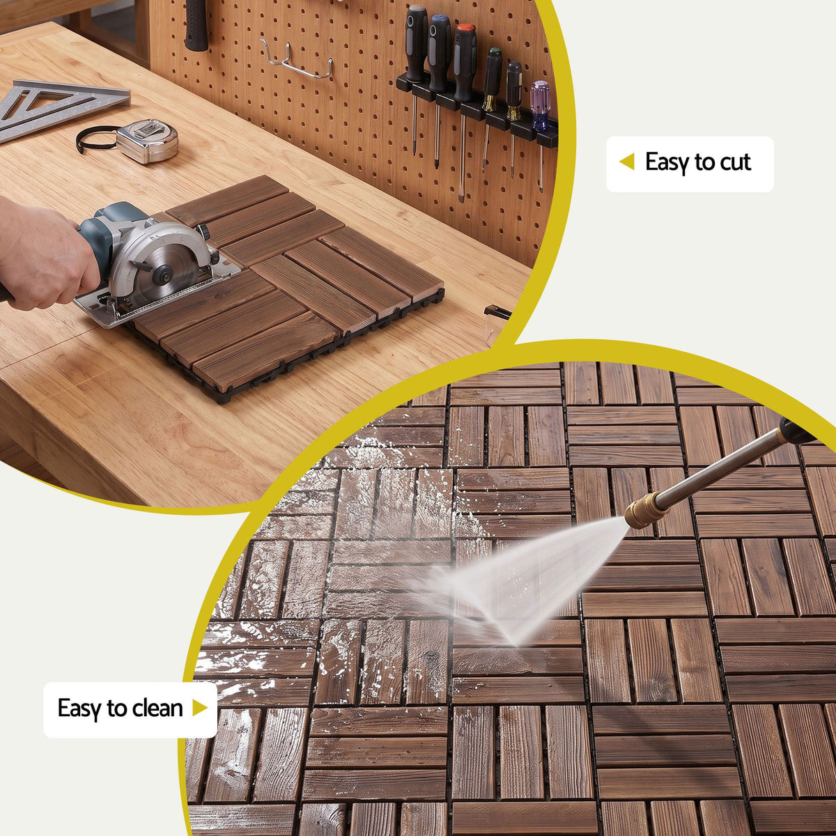 Gardeon 27PCS Wood Deck Tiles 30x30cm Interlocking Floor Tiles Pine Brown