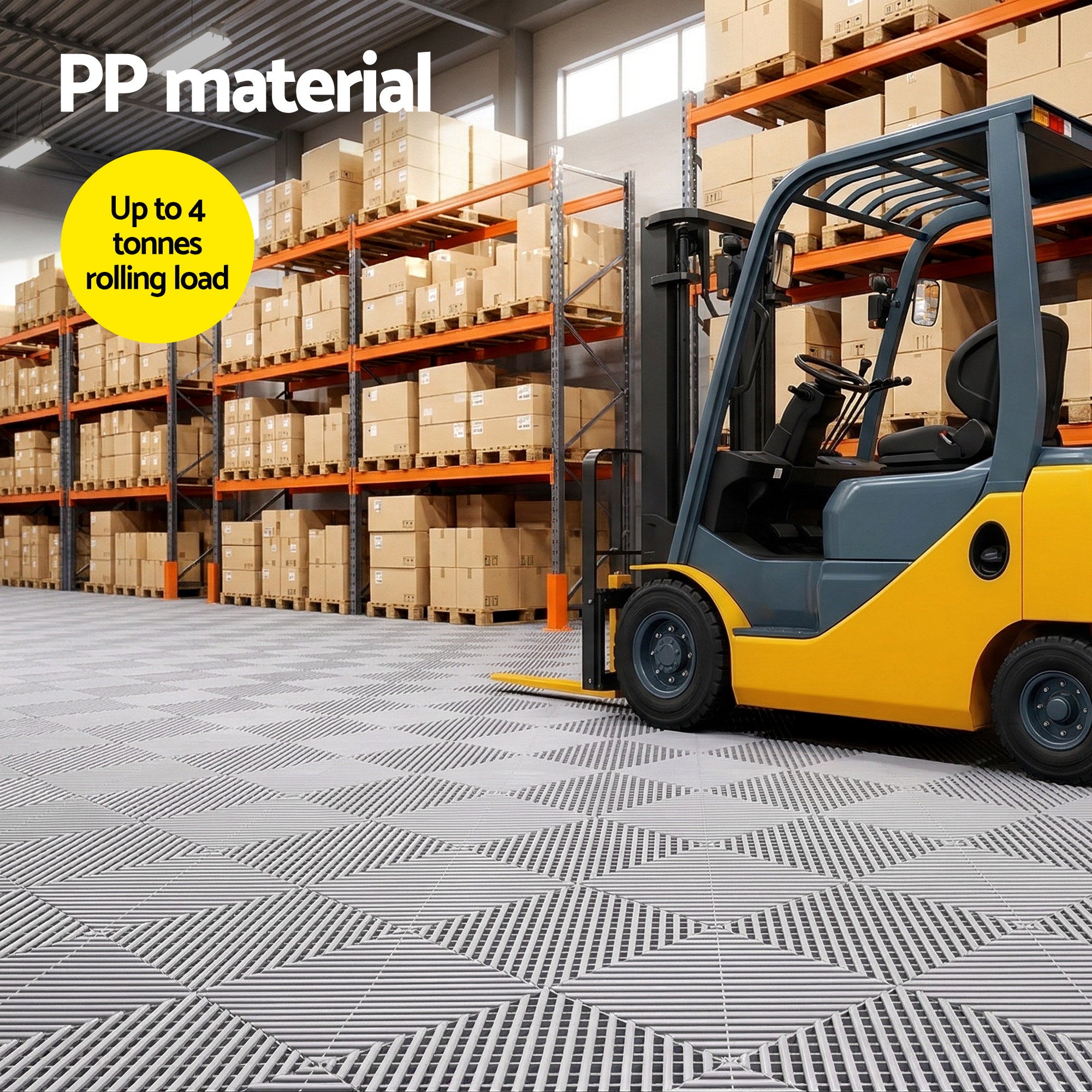 Giantz 20PCS Garage Floor Tiles Interlocking Drainage Non-Slip Tiles Heavy Duty for Workshop Grey