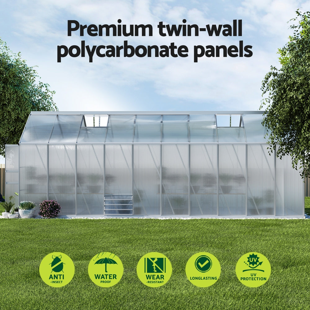 Greenfingers Greenhouse Aluminium Large Green House Garden Shed 6X2.4M