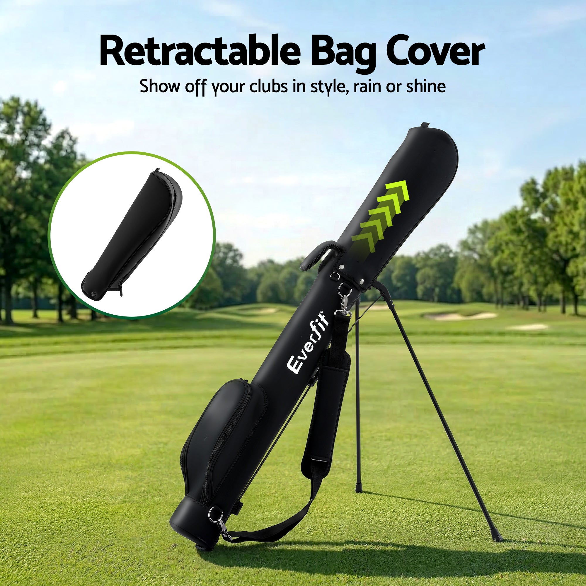 Everfit Golf Stand Bag Lightweight Sunday Pitch And Putt Bag Black