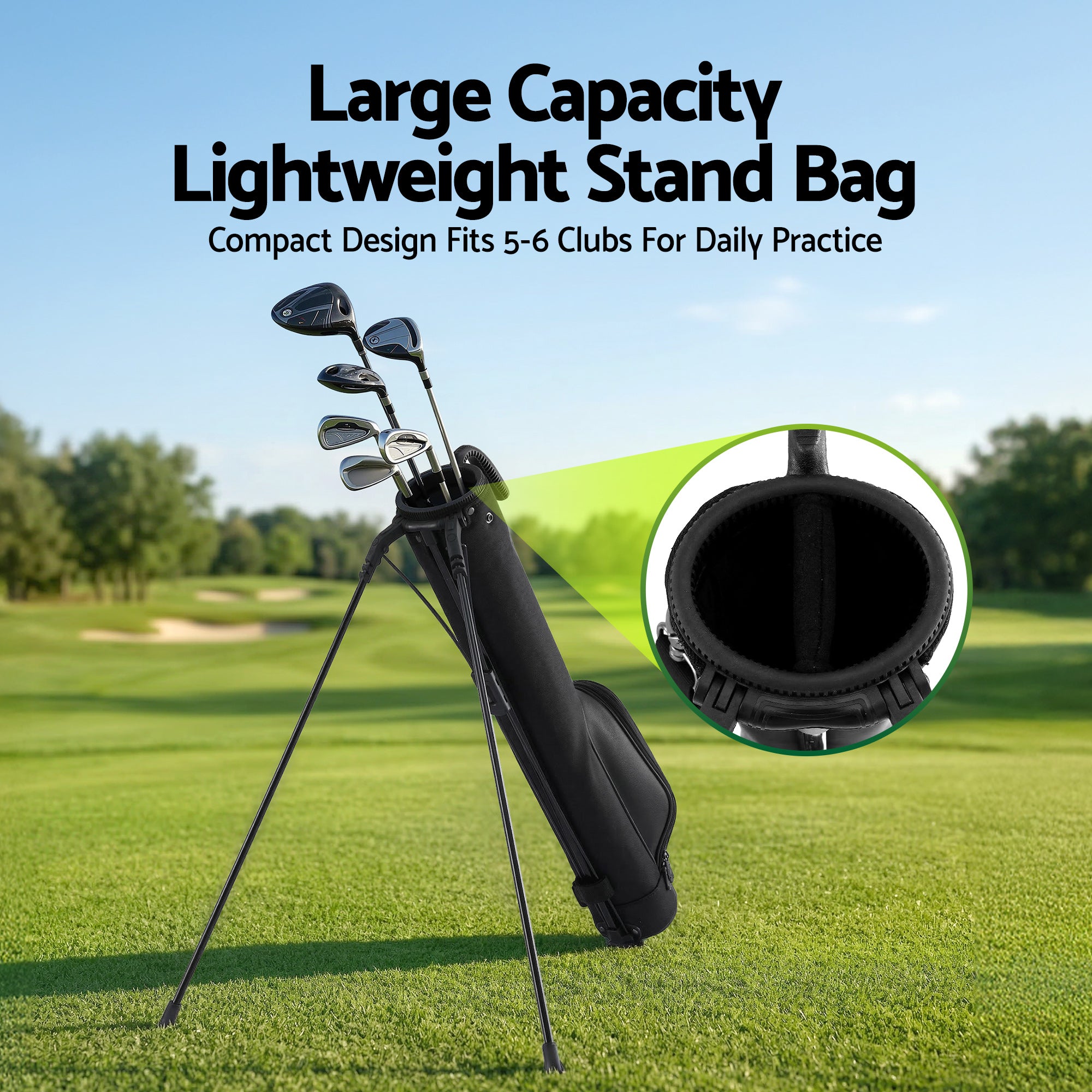 Everfit Golf Stand Bag Lightweight Sunday Pitch And Putt Bag Black