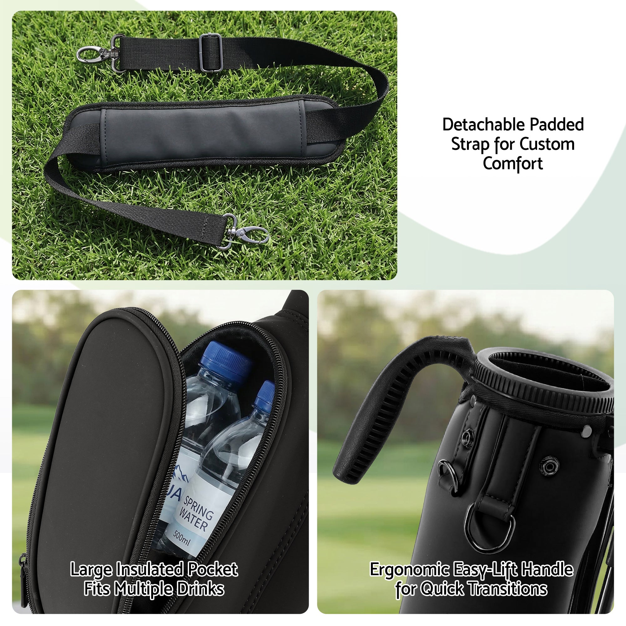 Everfit Golf Stand Bag Lightweight Sunday Pitch And Putt Bag Black