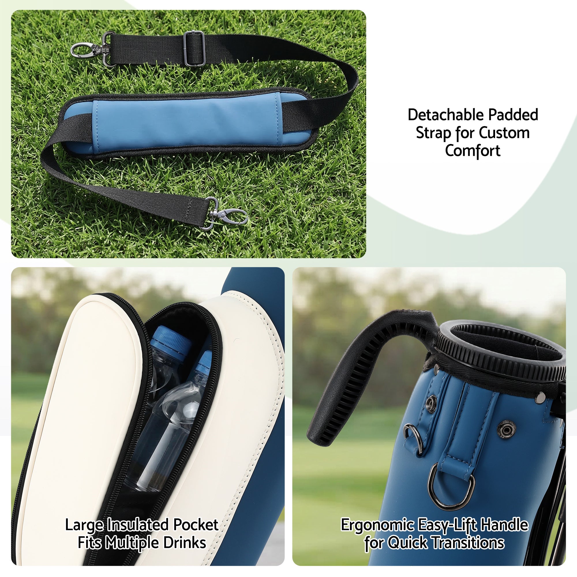 Everfit Golf Stand Bag Lightweight Sunday Pitch And Putt Bag Blue