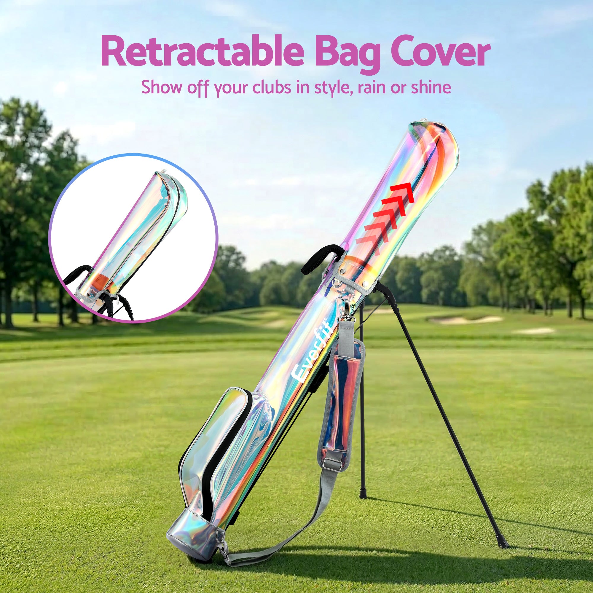 Everfit Golf Stand Bag Lightweight Sunday Pitch And Putt Bag Holographic