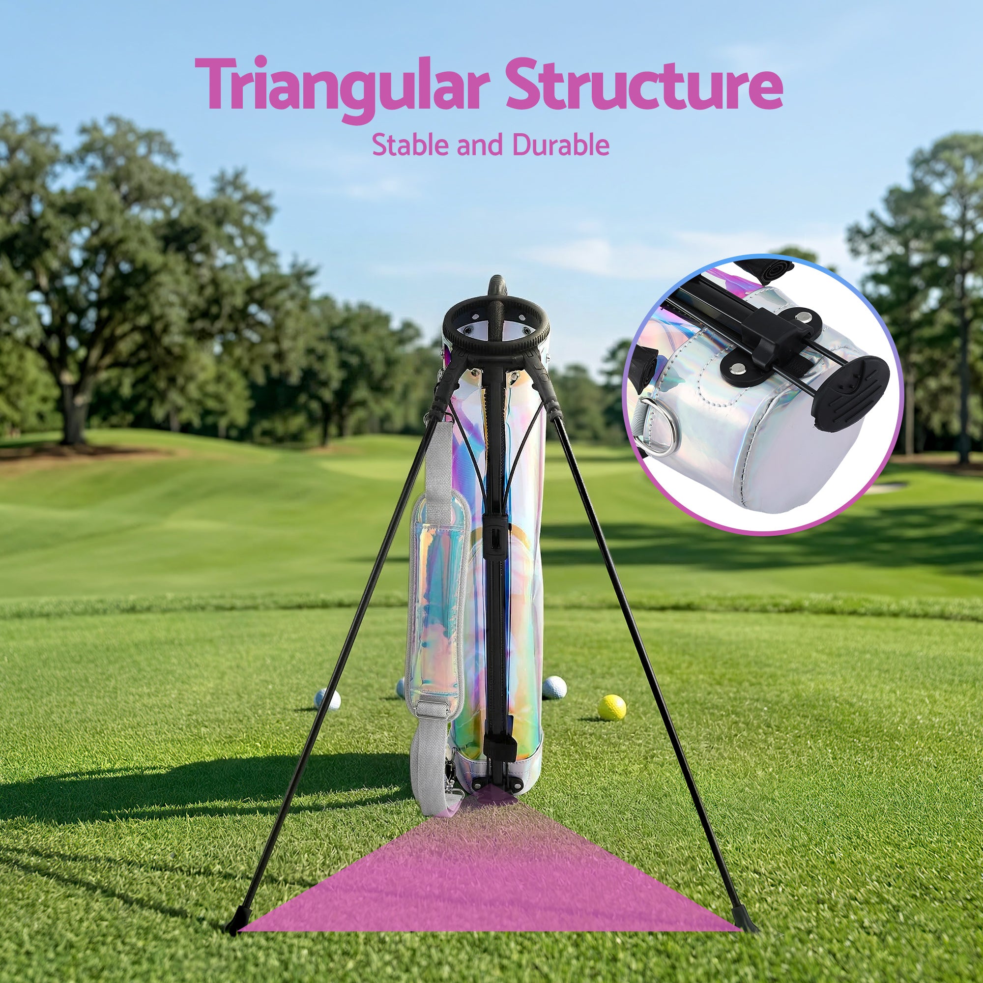 Everfit Golf Stand Bag Lightweight Sunday Pitch And Putt Bag Holographic