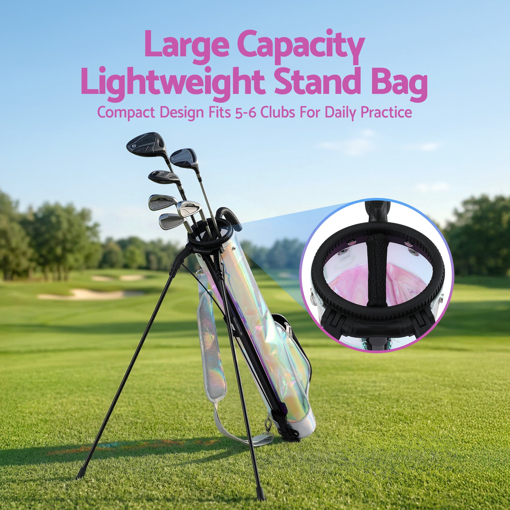 Everfit Golf Stand Bag Lightweight Sunday Pitch And Putt Bag Holographic