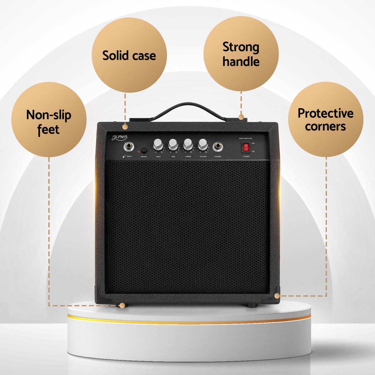 Alpha Electric Guitar Bass 47 Inch Set Kit 40W Bass Guitar Amplifier Guitar Stand Folding