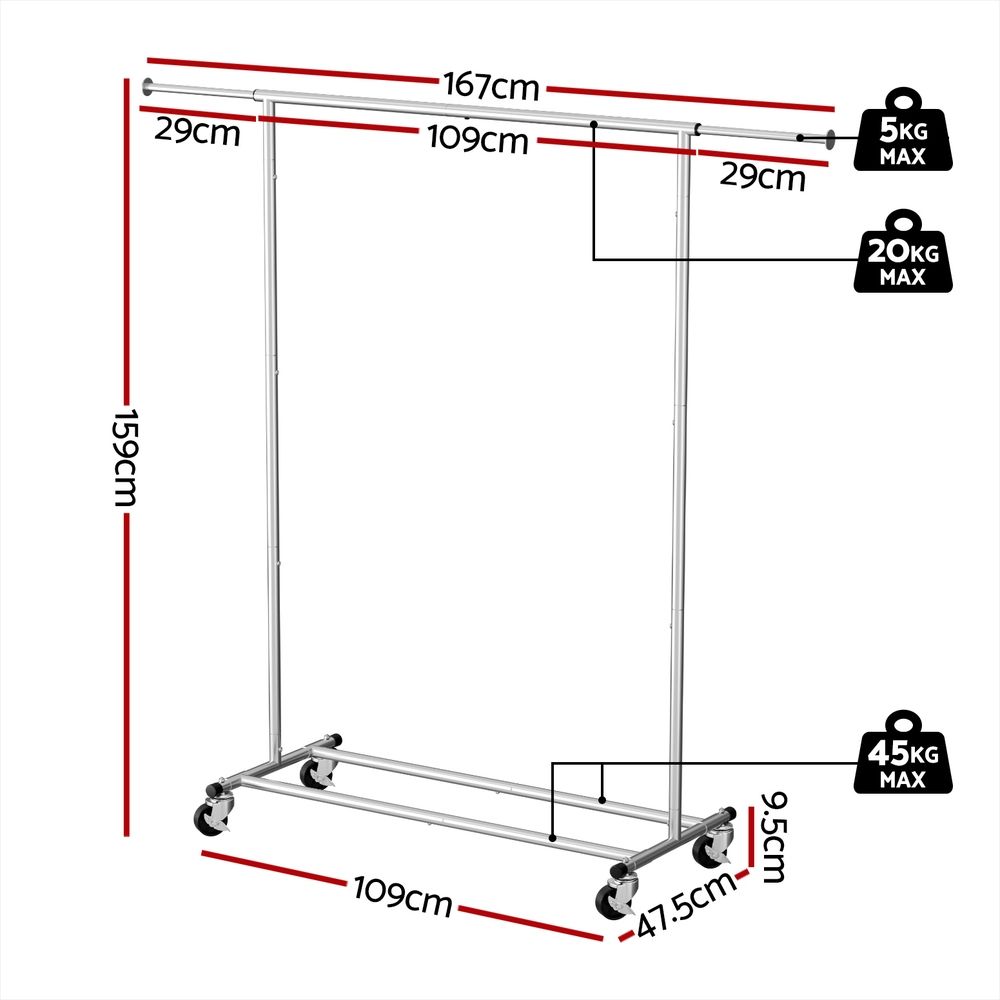 Artiss 2X Clothes Rack Airer Rail Coat Garment Stand Adjustable Hanger