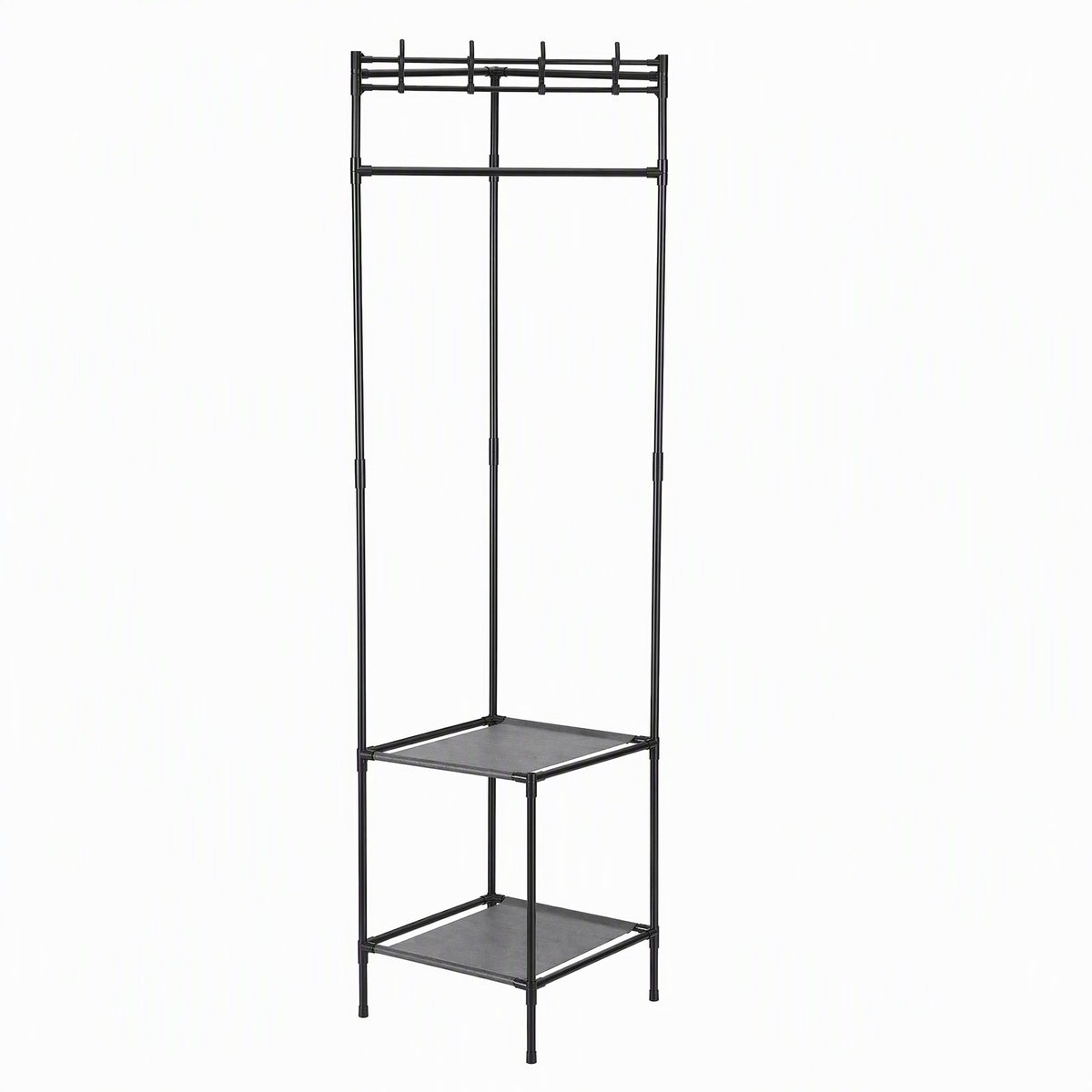 Artiss Coat Rack 181cm Freestanding Corner Hall Tree Garment Organiser Storage Shelf 8 Hooks Black