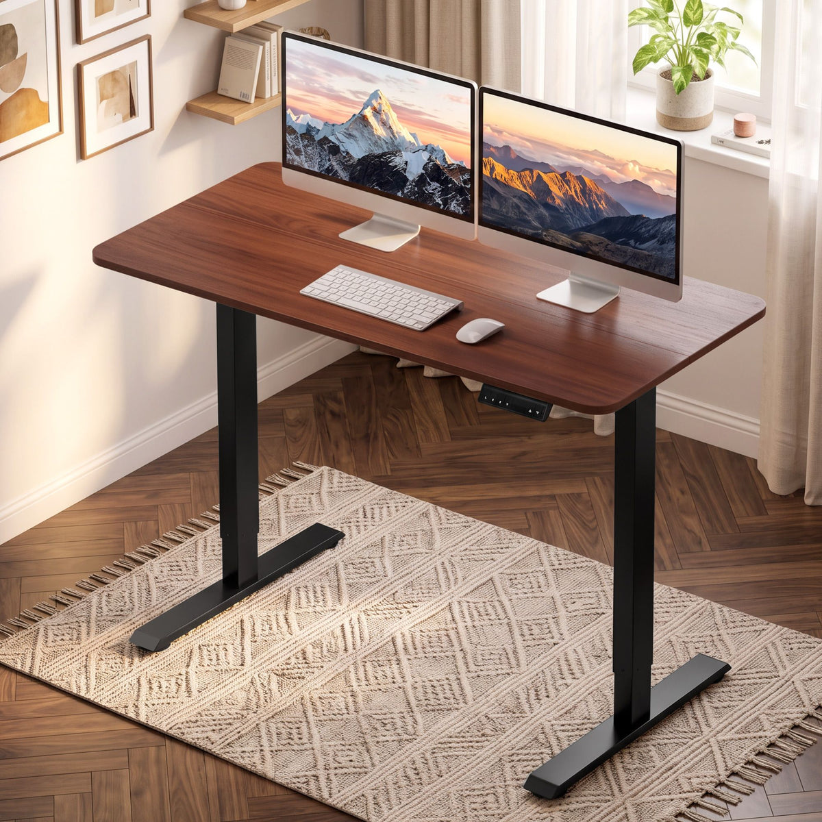Artiss Electric Standing Desk Height Adjustable Table 120cm Walnut Black