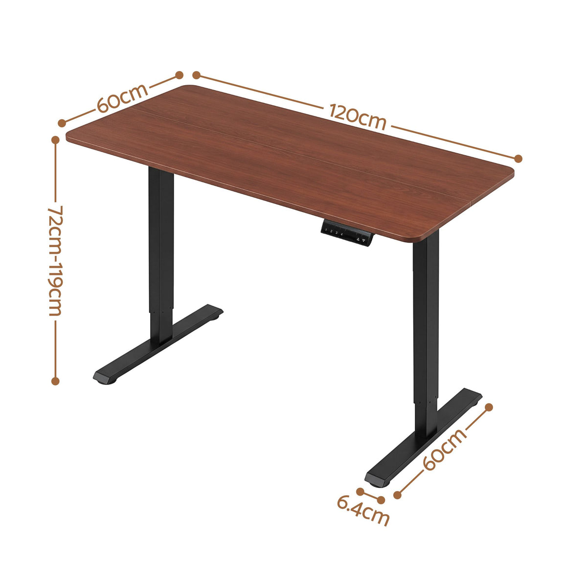 Artiss Electric Standing Desk Height Adjustable Table 120cm Walnut Black
