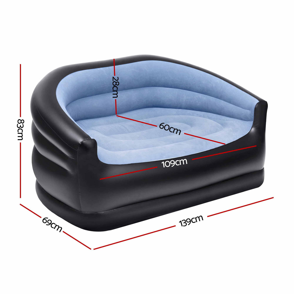 Gardeon Outdoor Air Sofa Inflatable Couch Two-Seater Lounge Chair with Pump Blow Up Couches for Camping