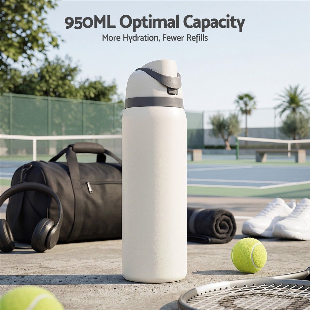 Everfit 950ML Insulated Water Bottle with Straw Stainless Steel Drink Bottle