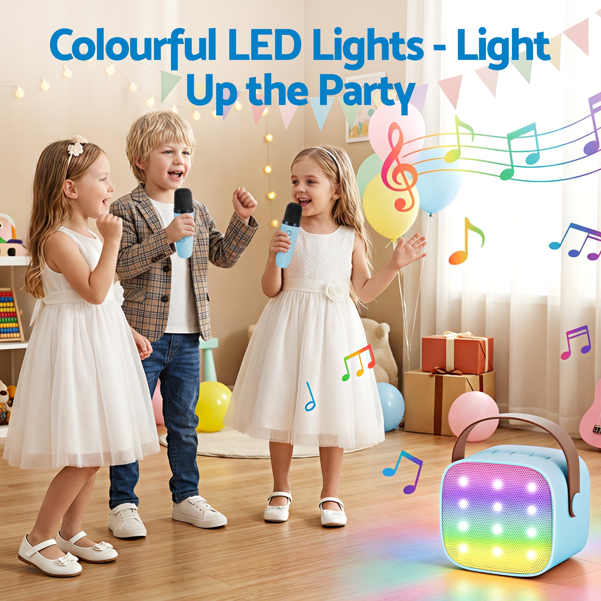 Alpha Mini Portable Karaoke Machine for Adults Kids with 2 Wireless Microphones