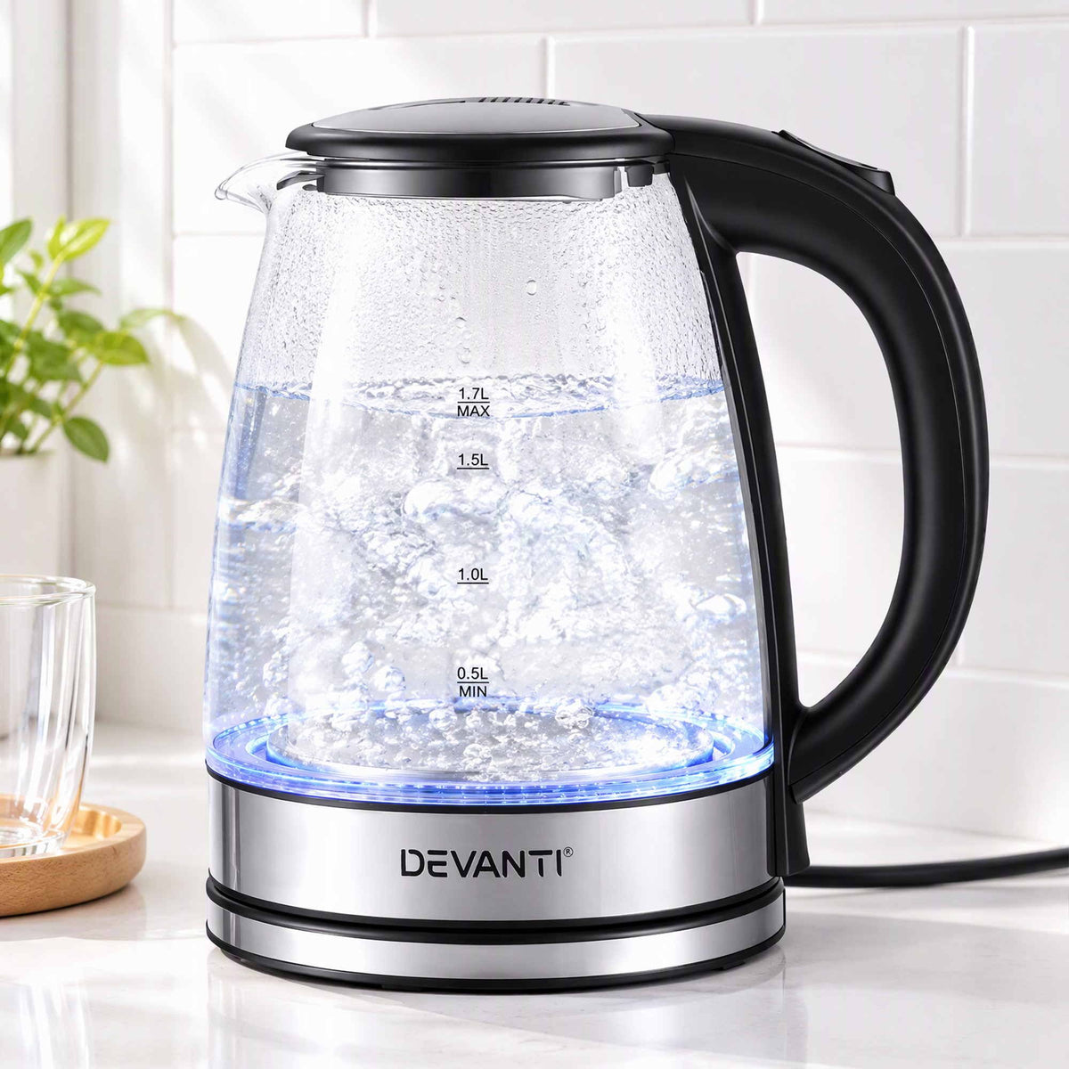 Devanti 1.7L Glass Electric Kettle