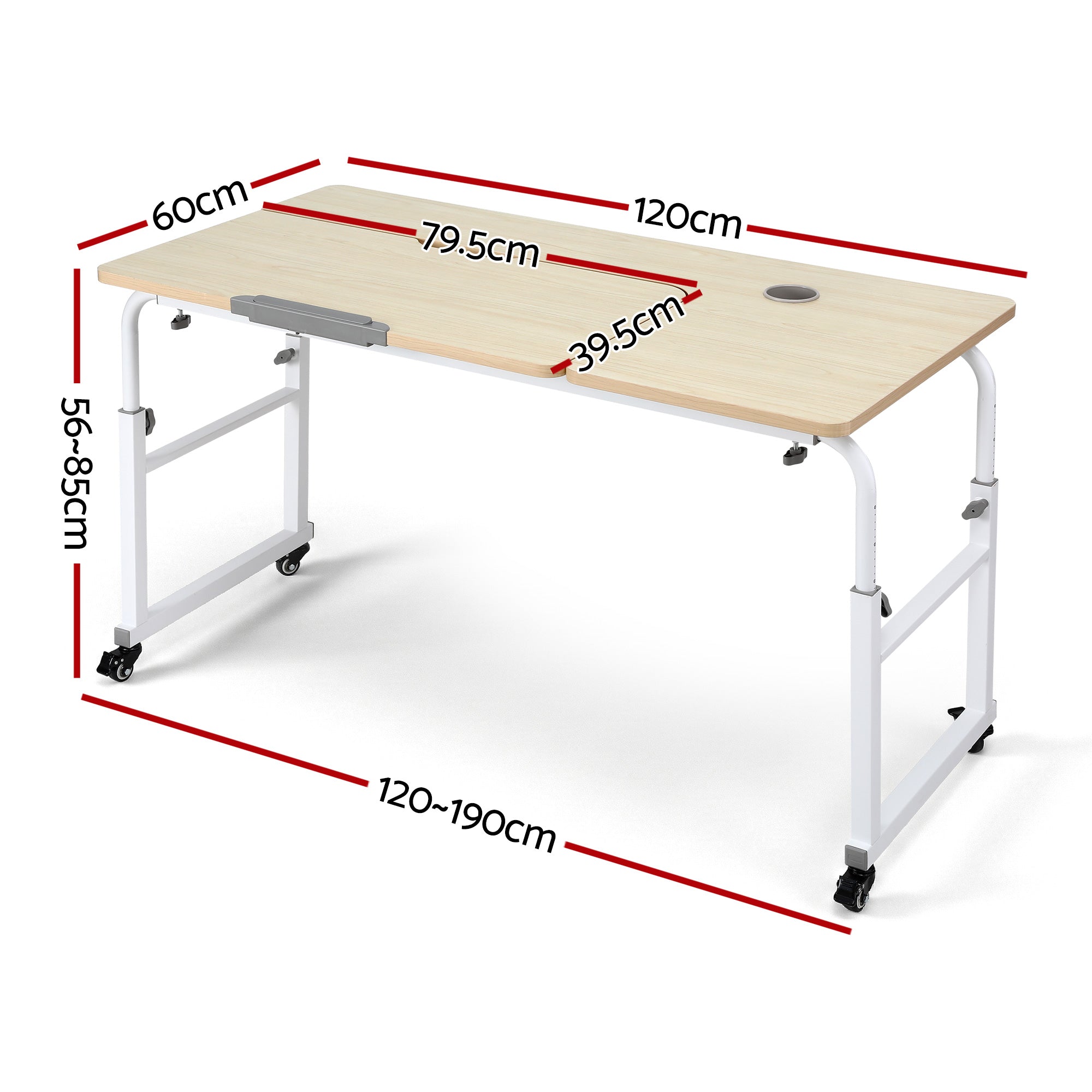 Artiss Mobile Laptop Desk Overbed Table Adjustable Computer Stand Bedside Cart