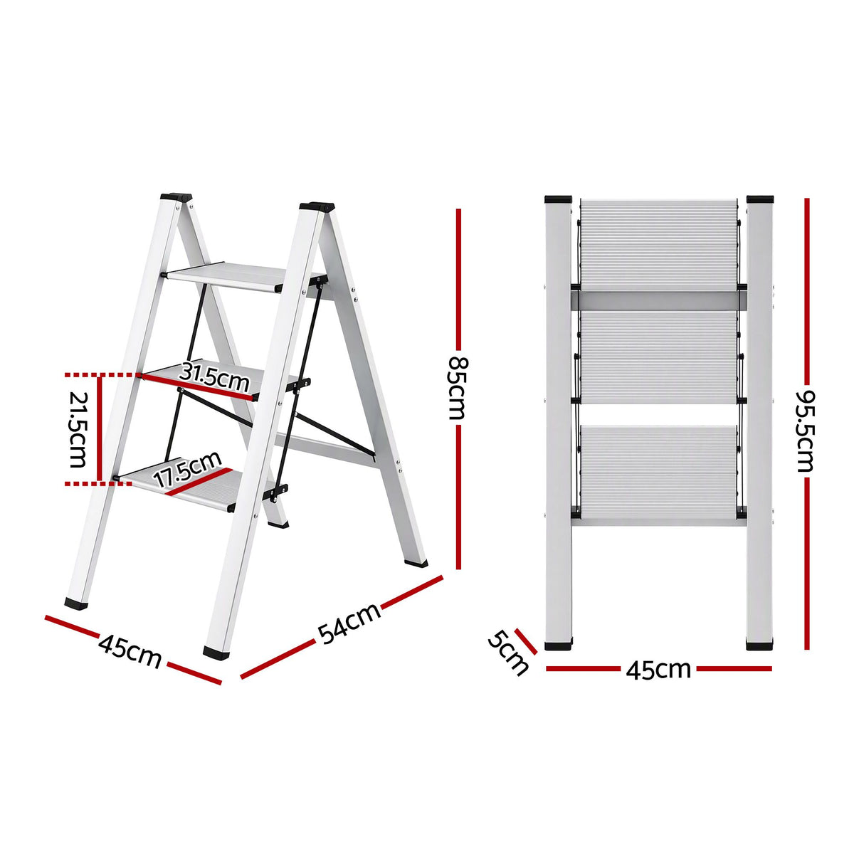 Giantz 3 Step Ladder Multi-Purpose Folding Aluminium Light Weight Platform