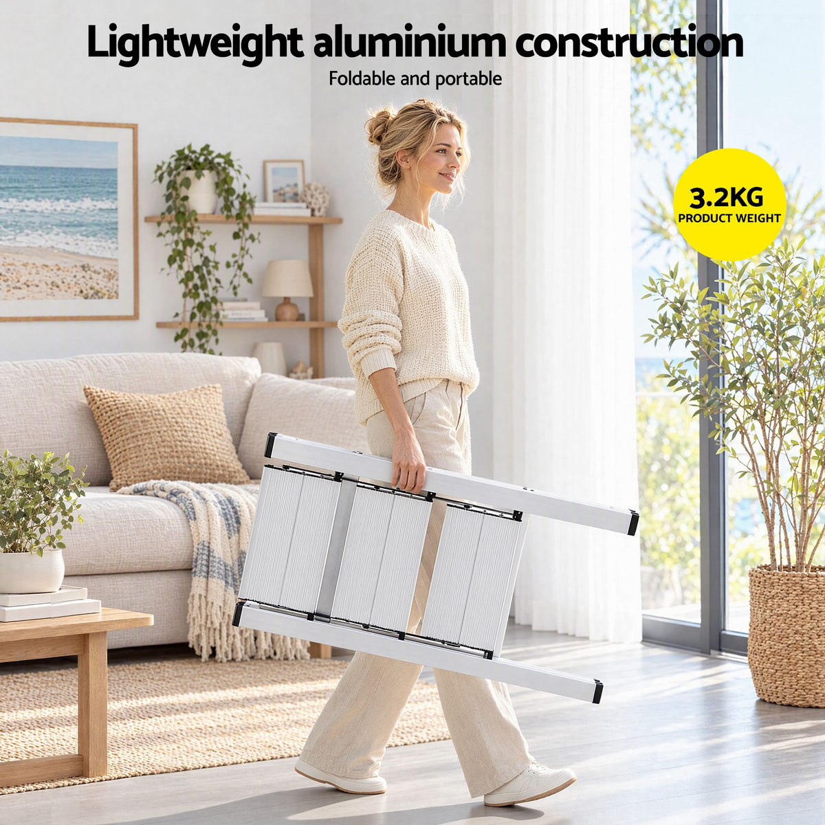 Giantz 3 Step Ladder Multi-Purpose Folding Aluminium Light Weight Platform