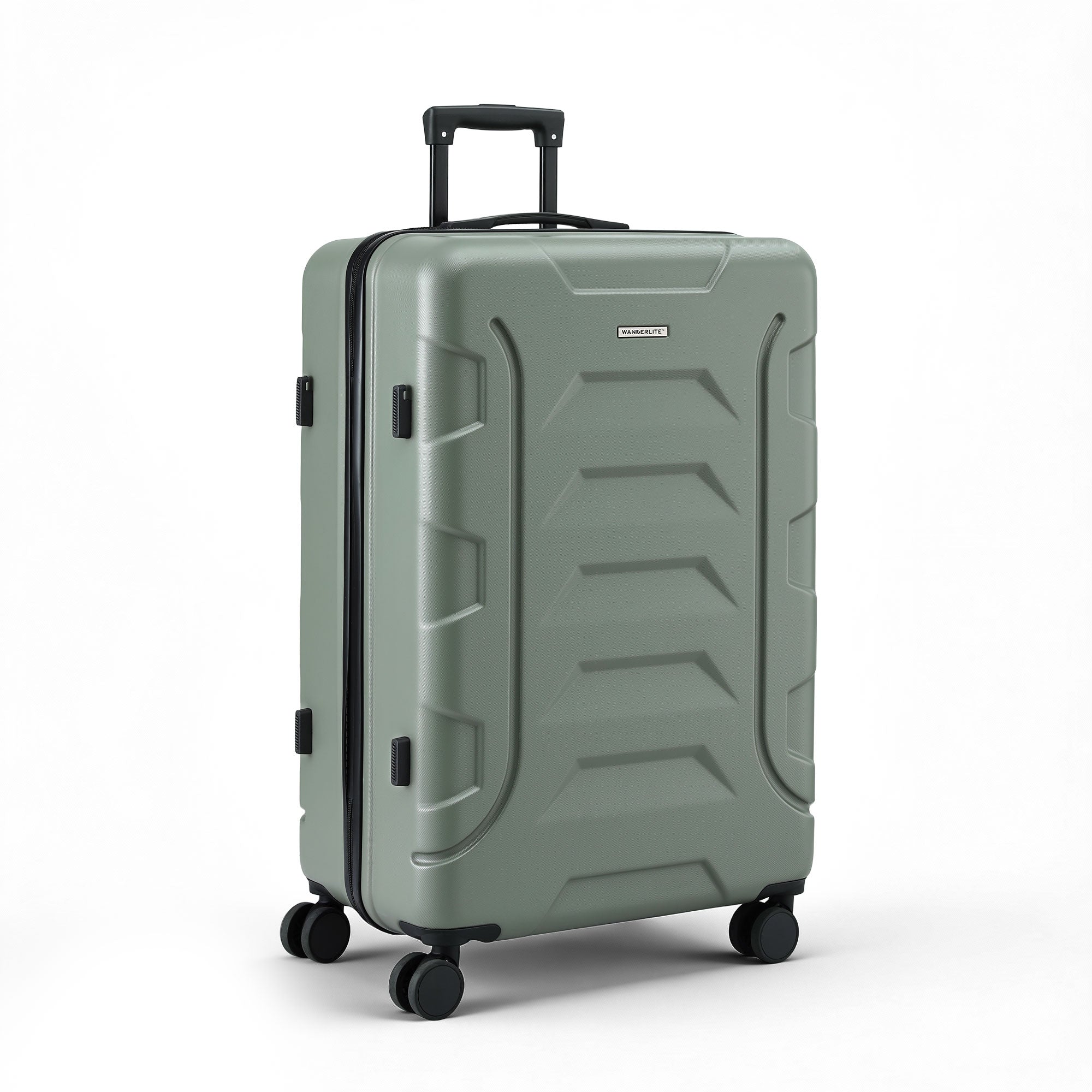 Wanderlite 3pcs Luggage Suitcase Set Trolley Travel TSA Lightweight Hard Case Grey Green