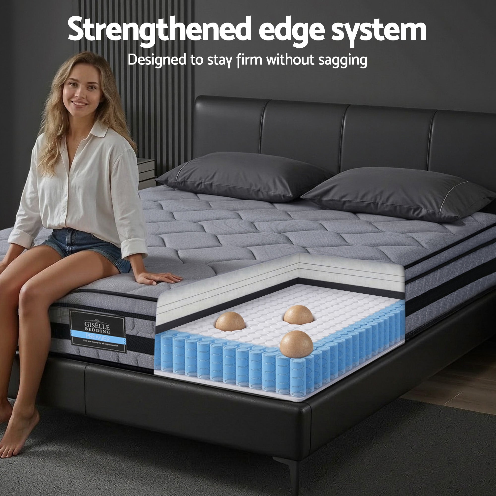 Giselle Bedding 34cm King Mattress Hybrid, Pocket Spring Bed Mattress