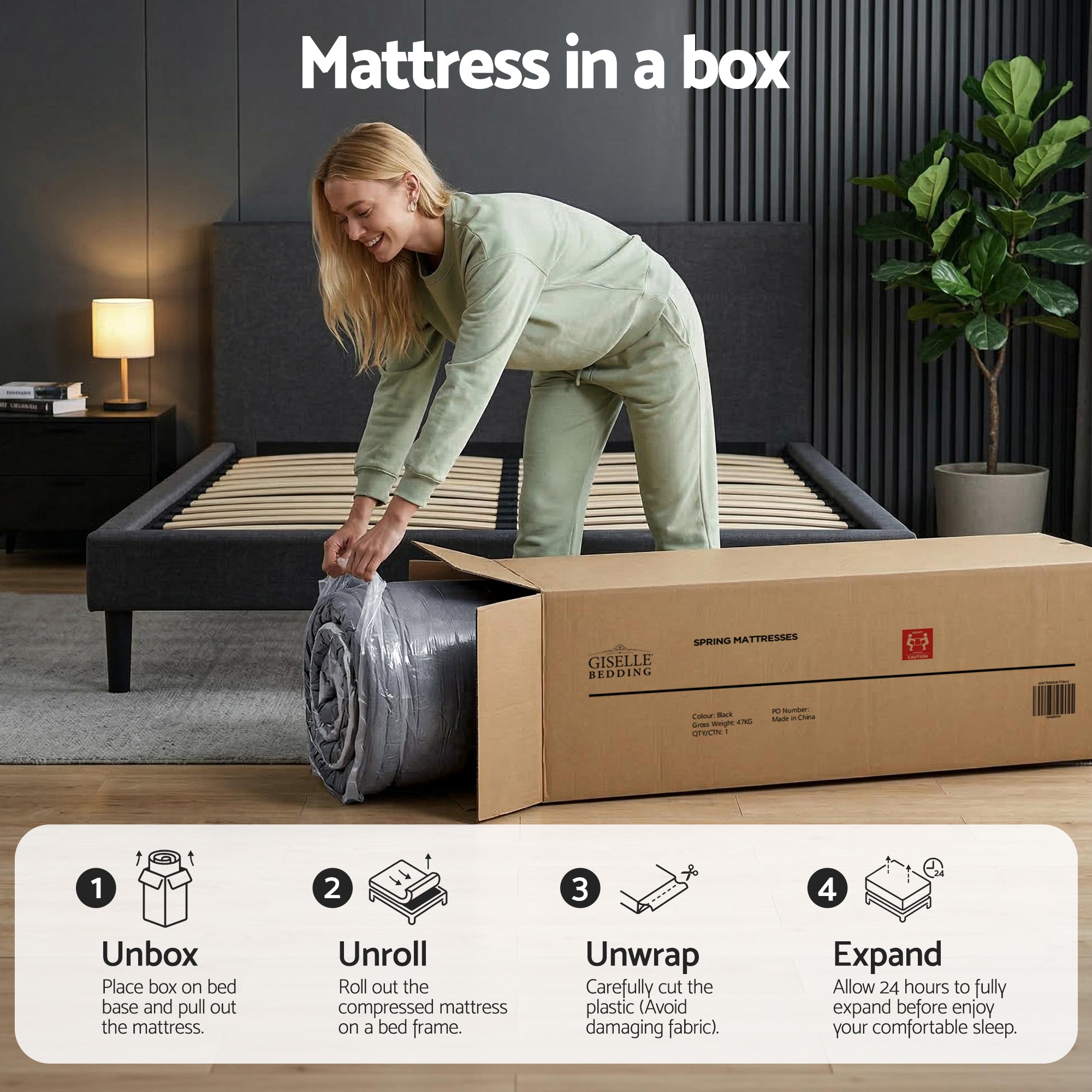 Giselle Bedding 34cm King Mattress Hybrid, Pocket Spring Bed Mattress