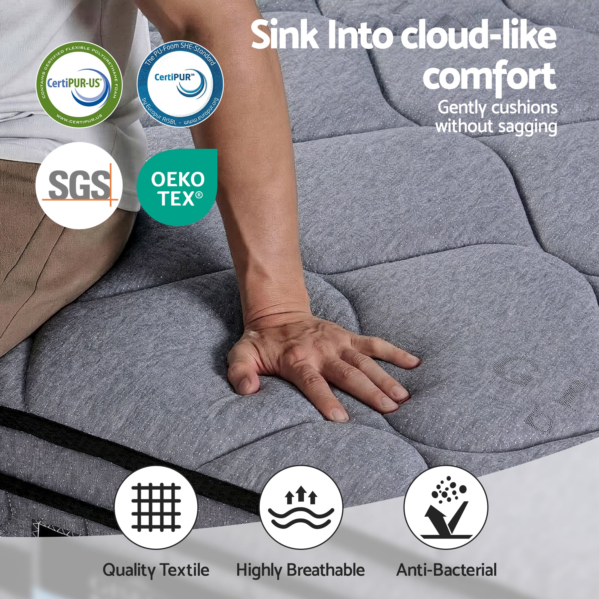 Giselle Bedding 34cm King Single Mattress Hybrid, Pocket Spring Bed Mattress