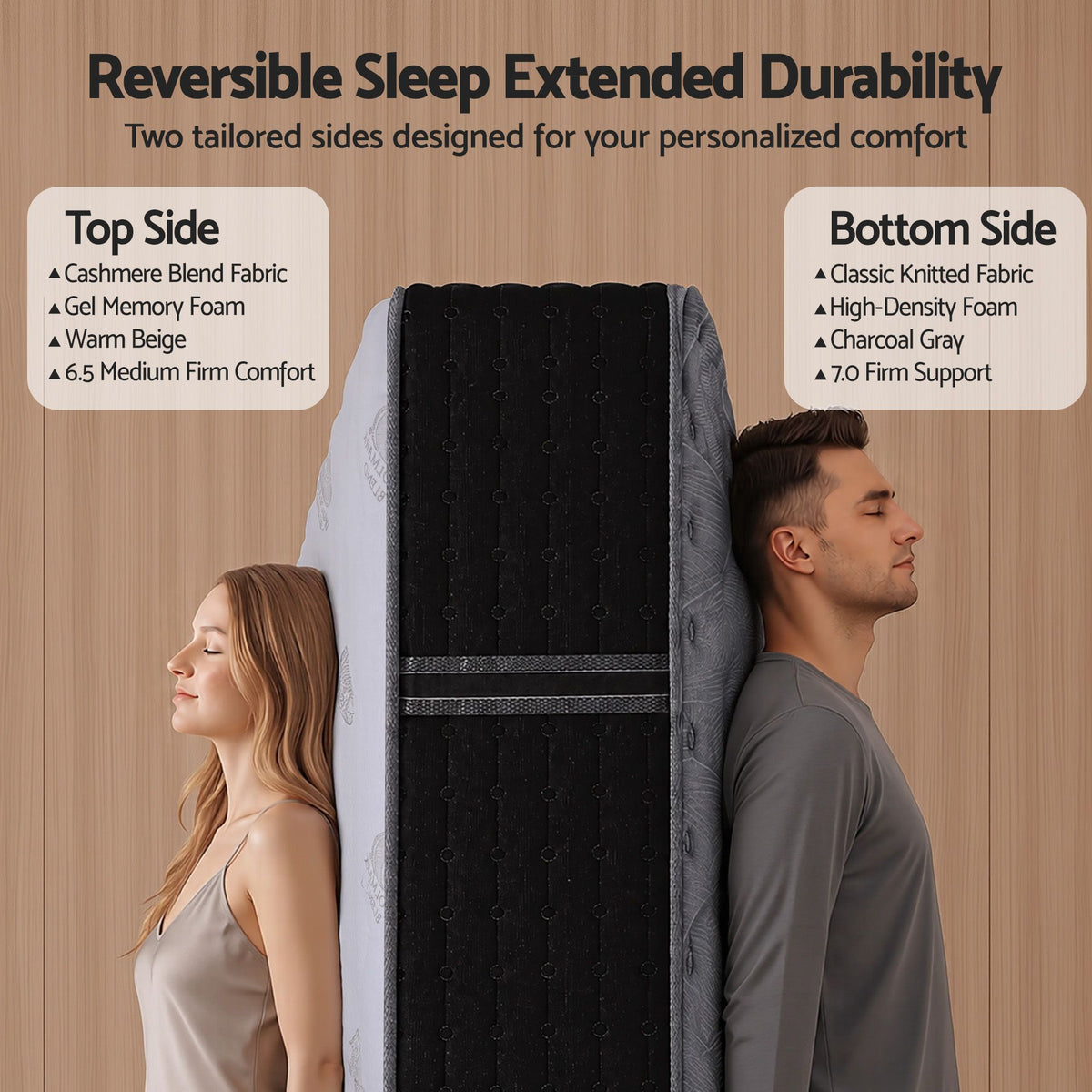 Giselle Double Reversible Spring Mattress Cashmere Cover Gel Foam Firm 35cm
