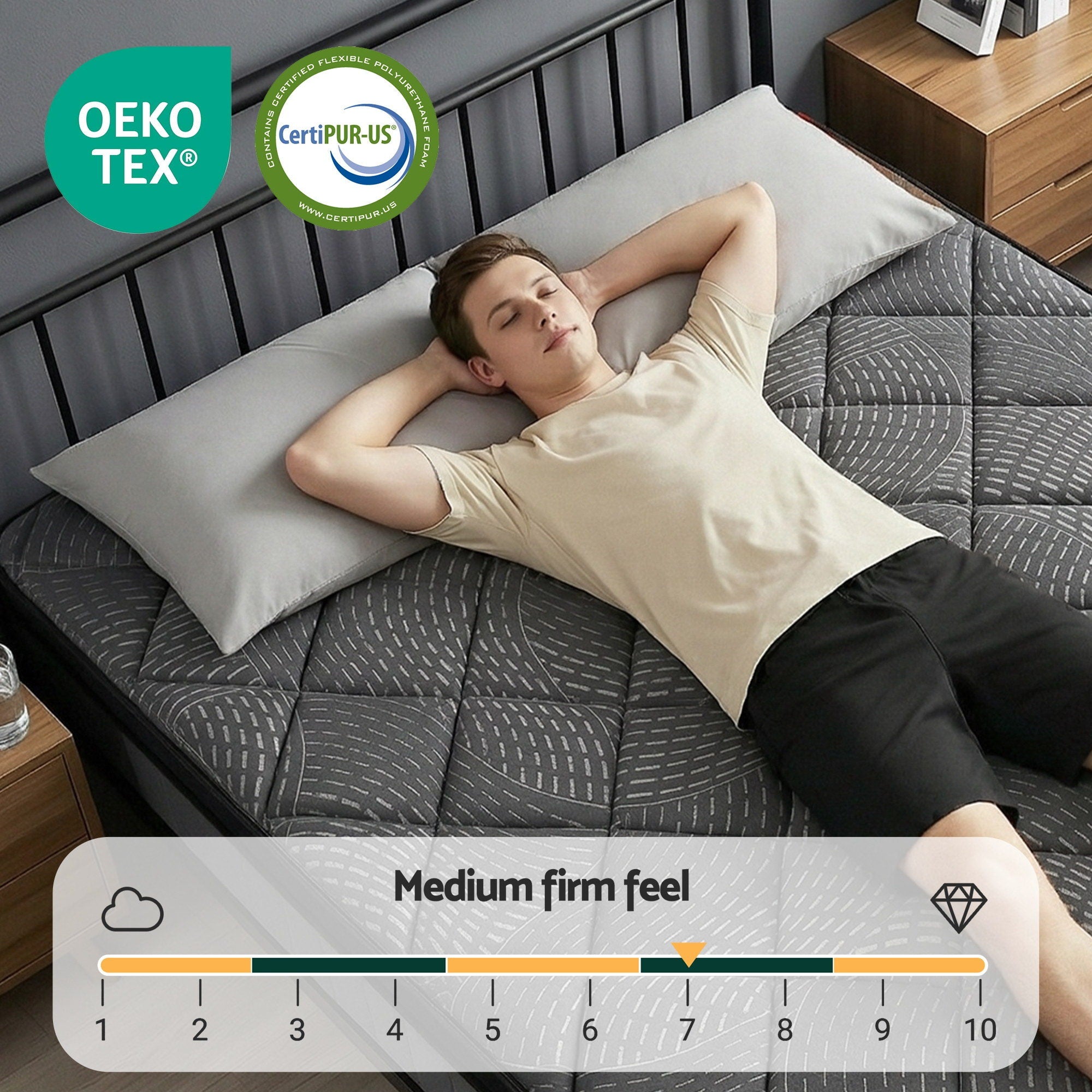 Giselle Bedding Double Mattress 25cm Pocket Spring Latex Euro Top Medium Firm Bed